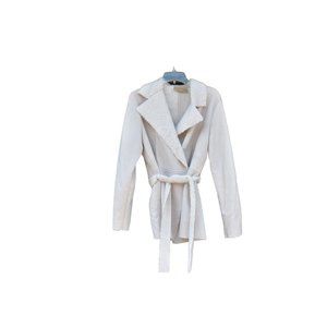 Women's Pure Simple Natural Ivory Super Soft Belted  Fleece Lined Jacket L